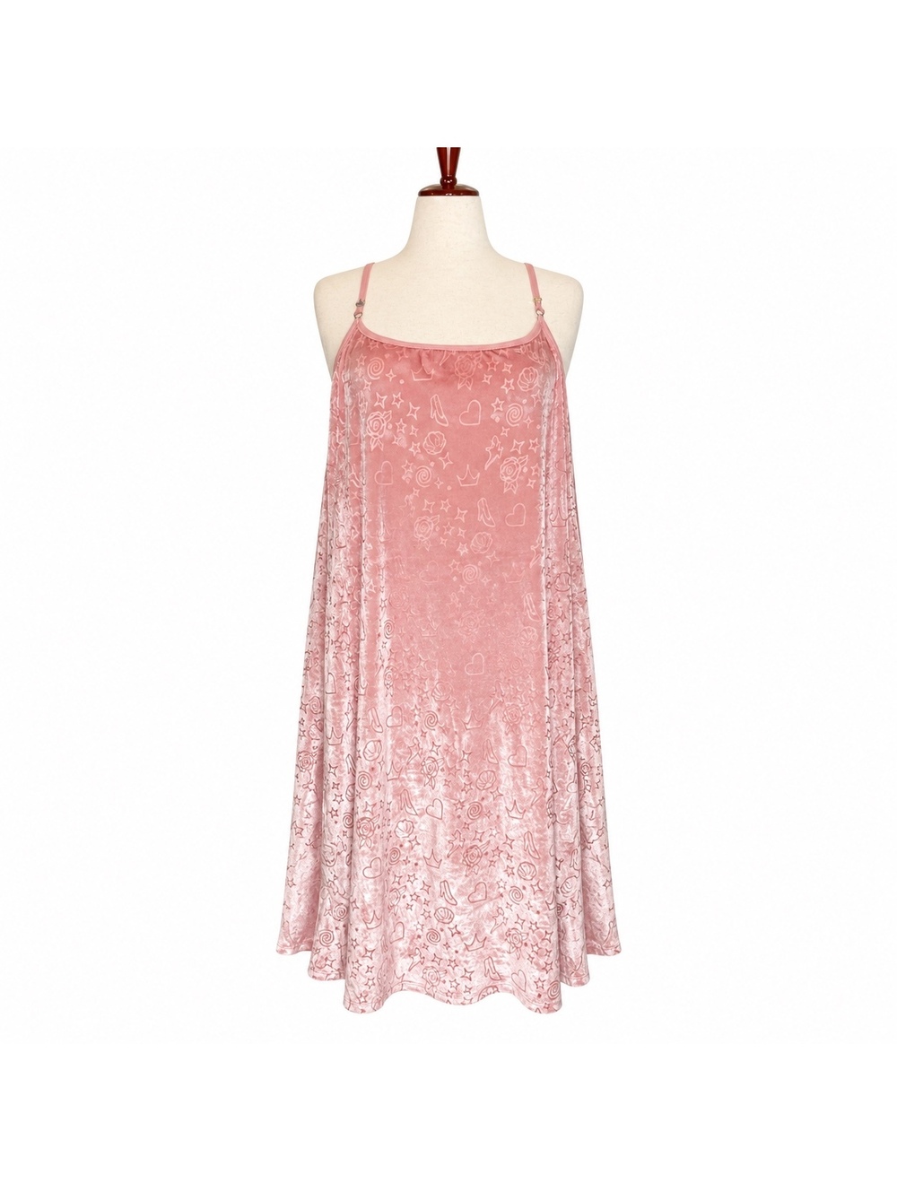 Disney Princess Velvet Slip Dress Pink Embossed 2X NWT
